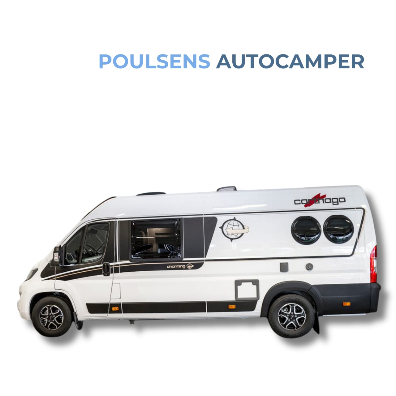 Vue extérieure de côté  du camping-car urbain Carthago 640 LE CHARMING GT 2023 avec design moderne et jantes alliage