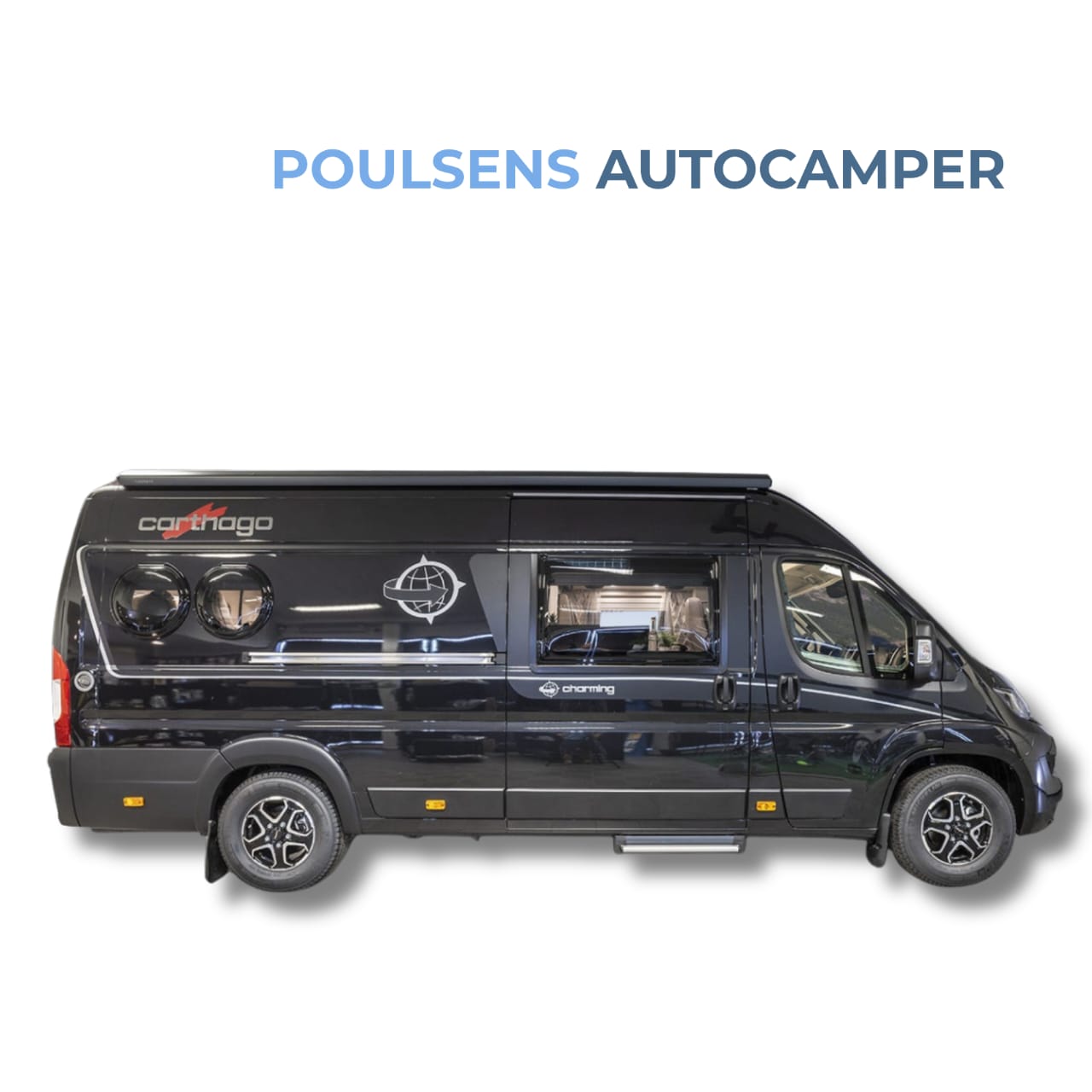 Vue extérieure avant du camping-car urbain Carthago Van 640 2023 d’occasion avec design moderne et jantes alliage