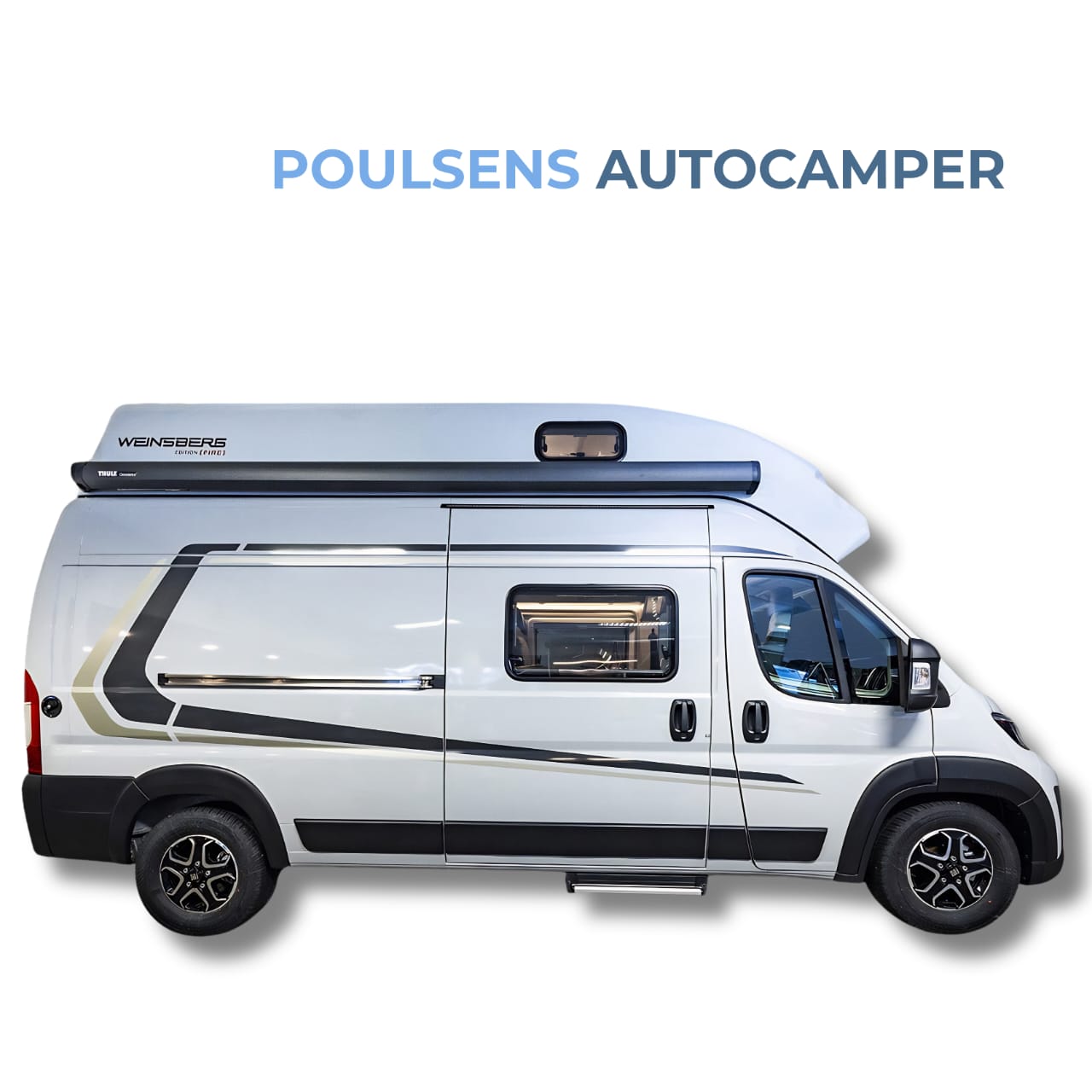 Vue extérieure de côté  du camping-car urbain Weinsberg CARABUS Grey Edition Fire 600 MQH 2026 avec design moderne et jantes alliage